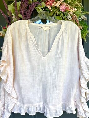 Xirena Chelsea Cotton Gauze Remy Ruffle Top Pink Quartz S